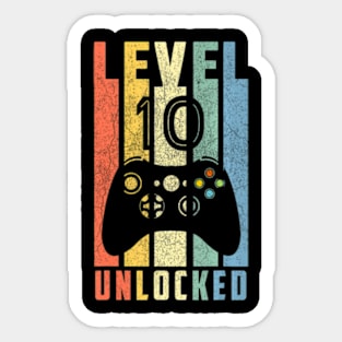 Level 10 Unlocked  10th Video Gamer Birthday Sticker